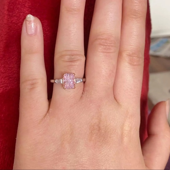 2ct Radiant Pink Sapphire Ring - Picture 6 of 17